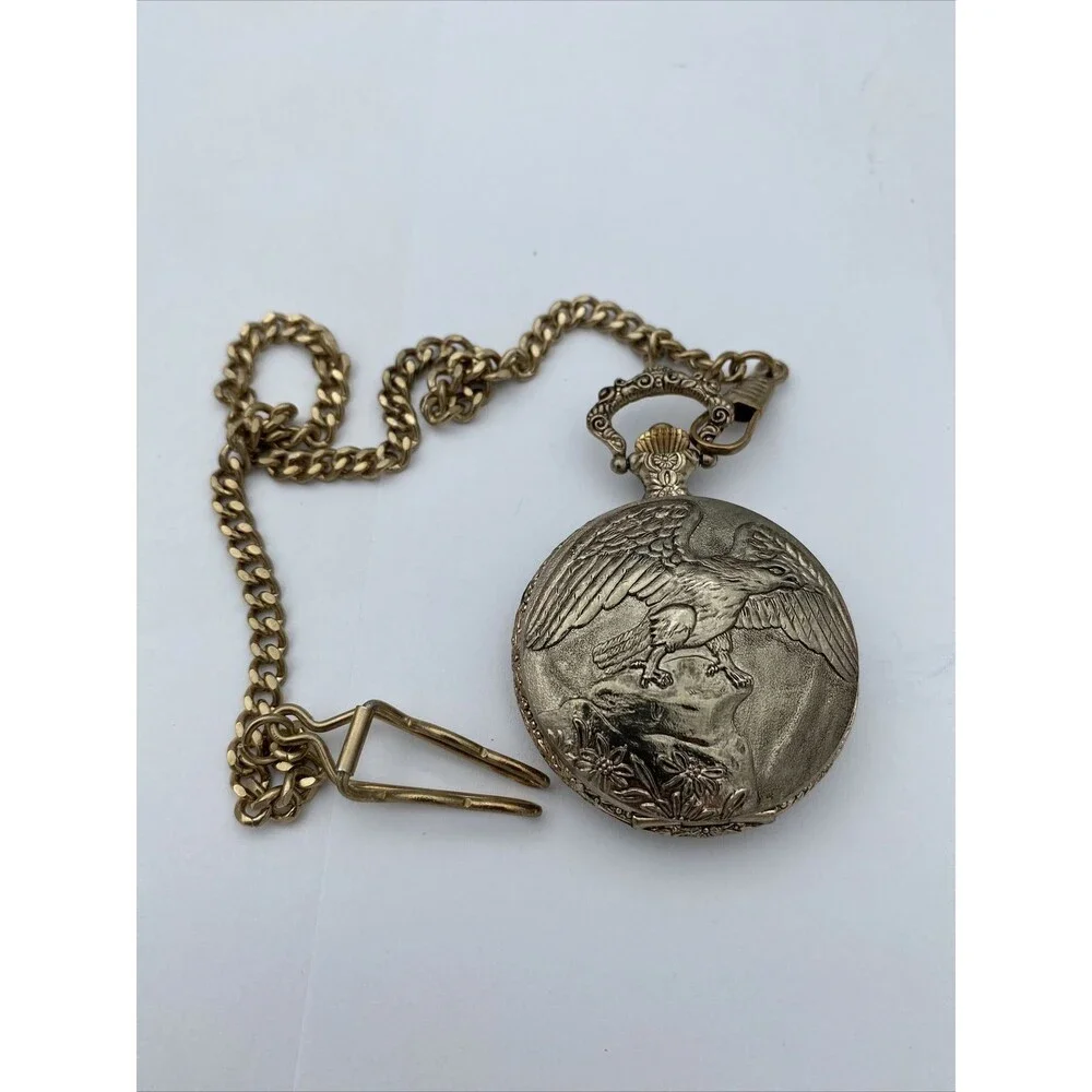 Vintage Remington Eagle Pocket watch Antimagnetic Silver Tone
